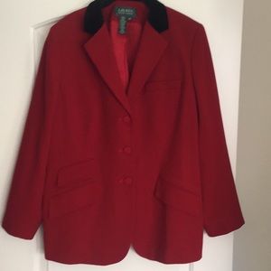 Ralph Lauren Red Wool Blazer. Size 14W.